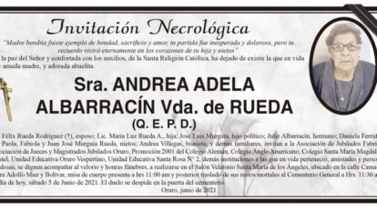 Invitación Necrológica de Andrea Adela Albarracín