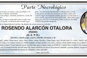 Necrológico de Rosendo Alarcón Otalora