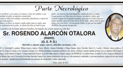 Necrológico de Rosendo Alarcón Otalora