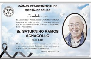 Condolencia por el fallecimiento de Saturnino Ramos Achacollo