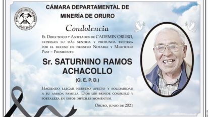 Condolencia por el fallecimiento de Saturnino Ramos Achacollo