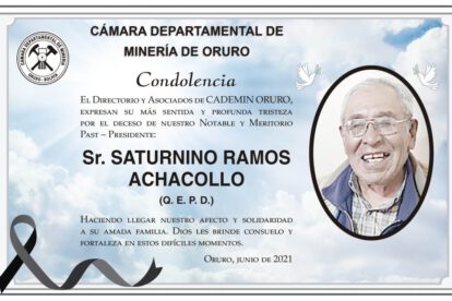 Condolencia por el fallecimiento de Saturnino Ramos Achacollo