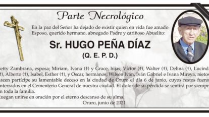 Necrológico de Hugo Peña Díaz