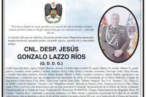 Agradecimiento e Invitación Religiosa por CNL. DESP. JESÚS GONZALO LAZZO RÍOS