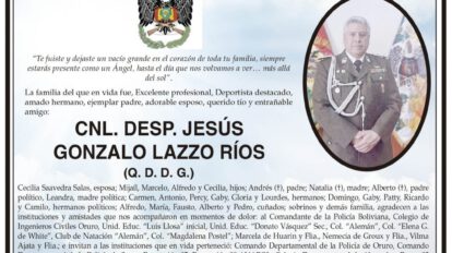 Agradecimiento e Invitación Religiosa por CNL. DESP. JESÚS GONZALO LAZZO RÍOS