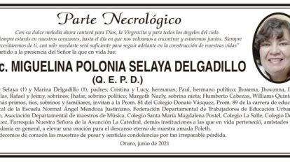 Necrológico de Lic. Miguelina Polonia Selaya Delgadillo