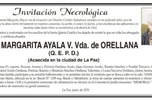 Invitación Necrológica de Margarita Ayala V. Vda. de Orellana