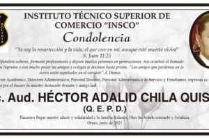 Condolencia por el fallecimiento del Lic. Aud. Héctor Adalid Chila Quispe