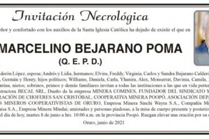 Invitación Necrológica: Sr. MARCELINO BEJARANO POMA