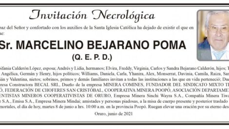 Invitación Necrológica: Sr. MARCELINO BEJARANO POMA