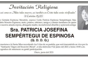 Invitación Religiosa: Patricia Josefina Sempértegui de Espinosa