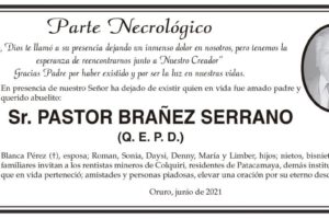 Parte Necrológico de Pastor Brañez Serrano