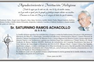 Agradecimiento e Invitación Religiosa por Saturnino Ramos Achacollo
