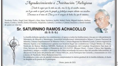 Agradecimiento e Invitación Religiosa por Saturnino Ramos Achacollo