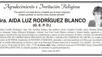 Agradecimiento e Invitación Religiosa por Aida Luz Rodríguez Blanco