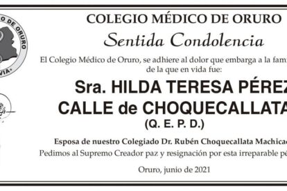 Condolencias por Hilda Teresa Pérez Calle