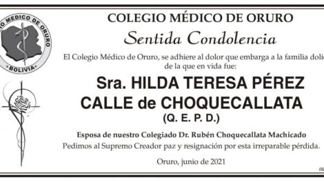 Condolencias por Hilda Teresa Pérez Calle