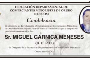 Condolencia por la pérdida de Miguel Garnica Meneses