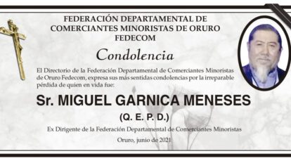 Condolencia por la pérdida de Miguel Garnica Meneses