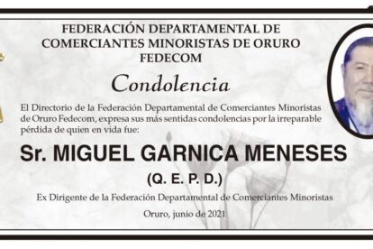 Condolencia por la pérdida de Miguel Garnica Meneses