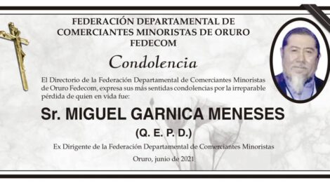 Condolencia por la pérdida de Miguel Garnica Meneses