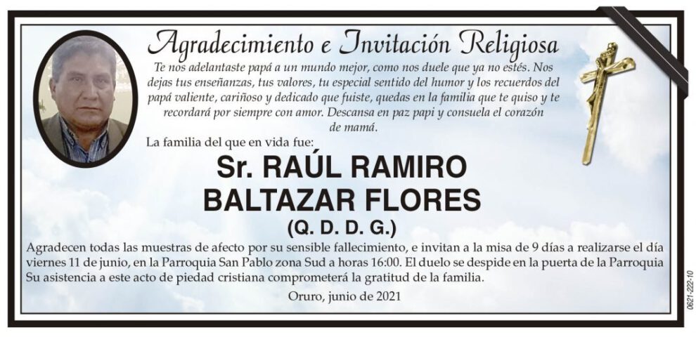 Agradecimiento e Invitación Religiosa por Raúl Ramiro Baltazar Flores