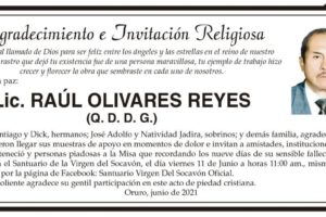 Agradecimiento e Invitación Religiosa por Lic. Raúl Olivares Reyes