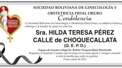 Condolencia por Hilda Teresa Pérez Calle