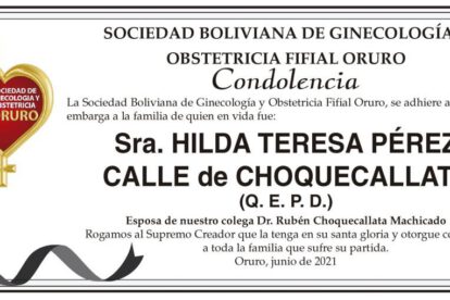 Condolencia por Hilda Teresa Pérez Calle