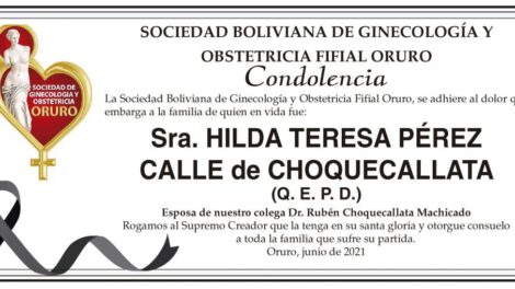 Condolencia por Hilda Teresa Pérez Calle
