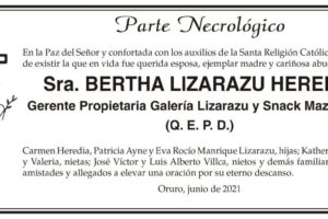 Parte Necrológico de Bertha Lizarazu Heredia
