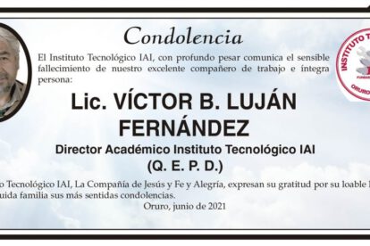 Condolencia por el fallecimiento de Lic. Víctor B. Luján Fernández