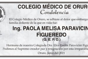 Condolencia por la Ing. Paola Melisa Paravicini Figueredo