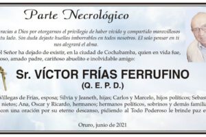 Parte Necrológico de Víctor Frías Ferrufino
