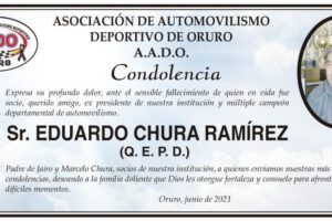 Condolencia por el fallecimiento de Eduardo Chura Ramírez