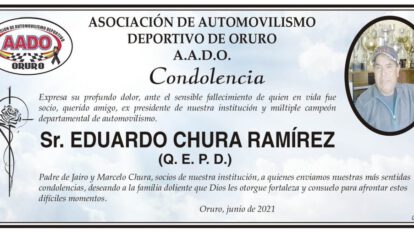 Condolencia por el fallecimiento de Eduardo Chura Ramírez
