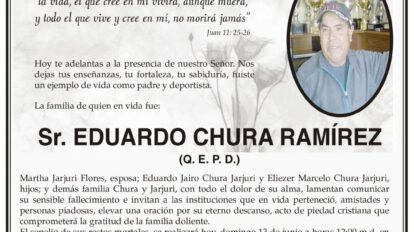 Parte Necrológico de Eduardo Chura Ramírez