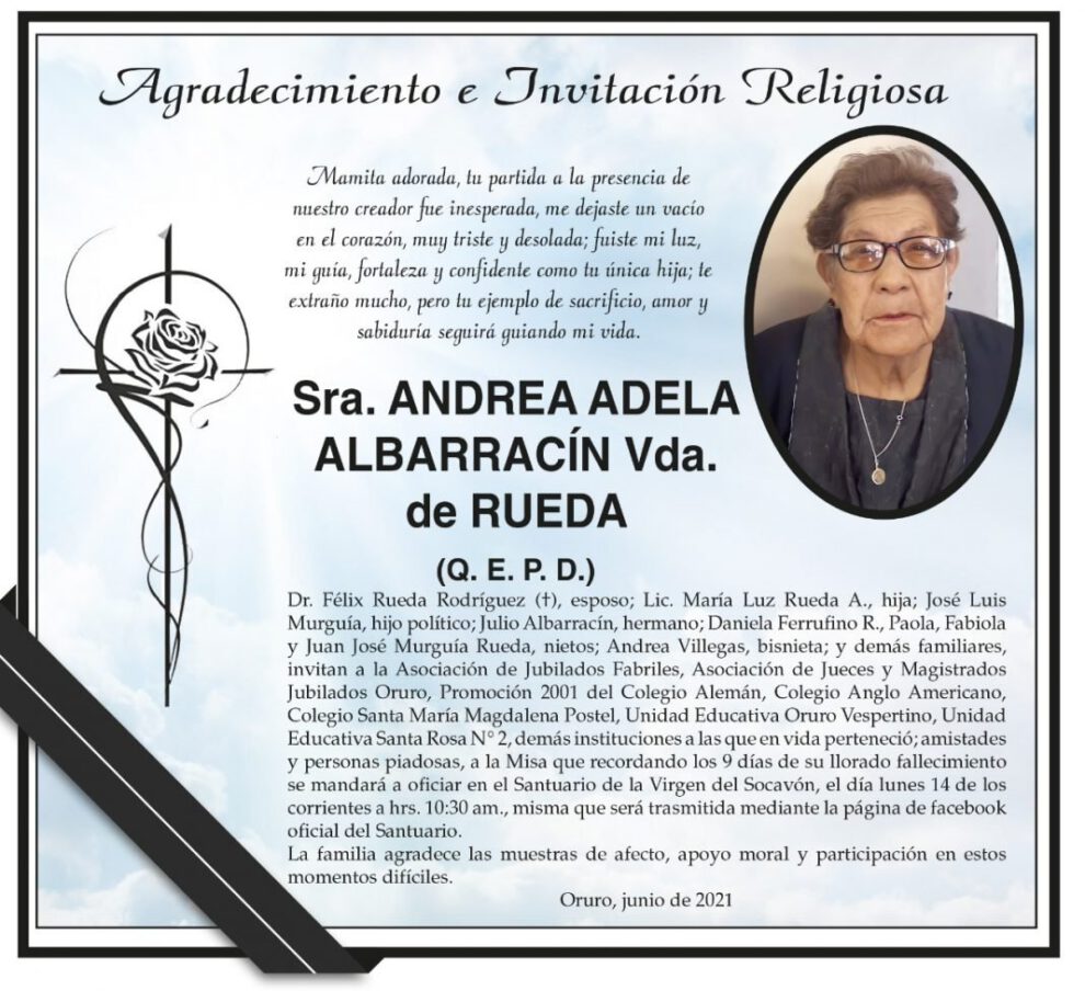 Agradecimiento e Invitación Religiosa por Andrea Adela Albarracín