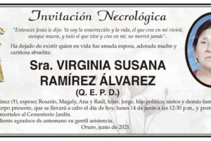 Invitación Necrológica de Virginia Susana Ramírez Álvarez