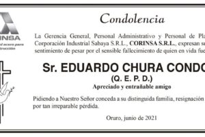 Condolencia por el fallecimiento de Eduardo Chura Condori