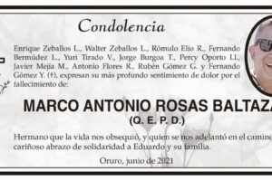 Condolencia por Marco Antonio Rosas Baltazar