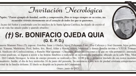 Invitación Necrológica Bonifacio Ojeda Quia