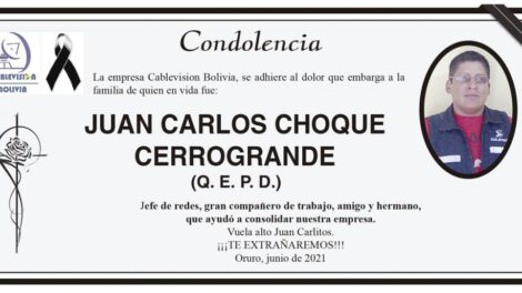 Condolencia por Juan Carlos Choque Cerrogrande