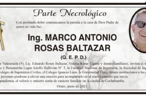 Parte Necrológico: Ing. Marco Antonio Rosas Baltazar