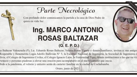 Parte Necrológico: Ing. Marco Antonio Rosas Baltazar