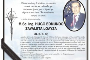 Agradecimiento por Hugo Edmundo Zavaleta Loayza