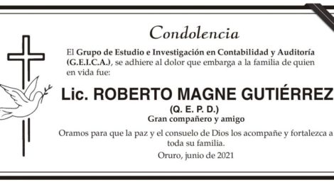 Condolencia por Lic. Roberto Magne Gutiérrez