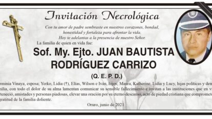 Invitación Necrológica de Juan Bautista Rodríguez Carrizo