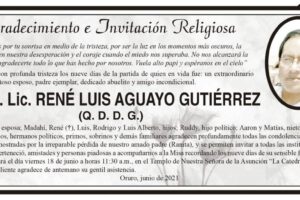 Agradecimiento por René Luis Aguayo Gutiérrez