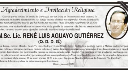 Agradecimiento por René Luis Aguayo Gutiérrez